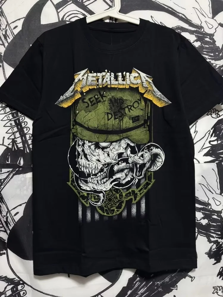 

2025 Summer Metallica Metal Band European and American Rock Cotton Men's and Women's Sports Comfortable Short Sleeve T-Shi