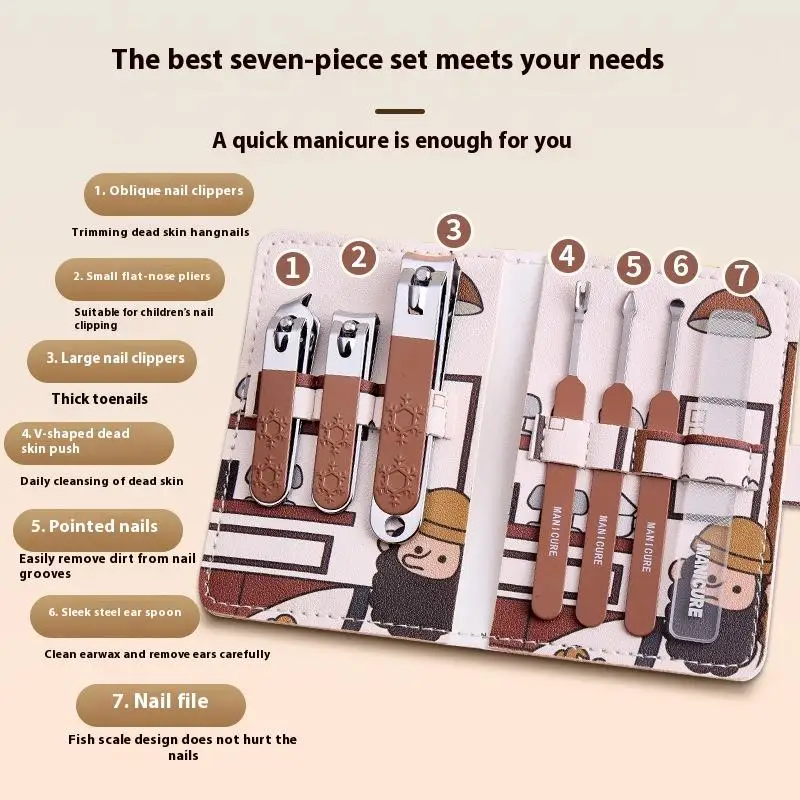 7 قطعة الفولاذ المقاوم للصدأ الكربون الصلب مسمار المقص مجموعة كاملة من مانيكير المنزلية وأدوات التجميل المحمولة مسمار المقص مجموعة #5