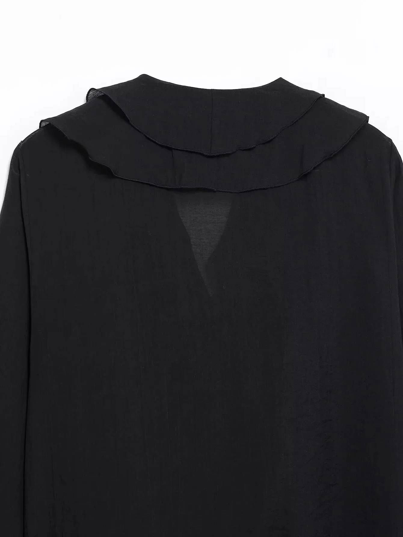 HH Damen Elegante Dünne Einfarbige Sommer-Bluse mit Rüschen, V-Ausschnitt und Puffärmeln, Lässige Damenbluse für Frühling 2026 und Abschlussfeier – Detail 19