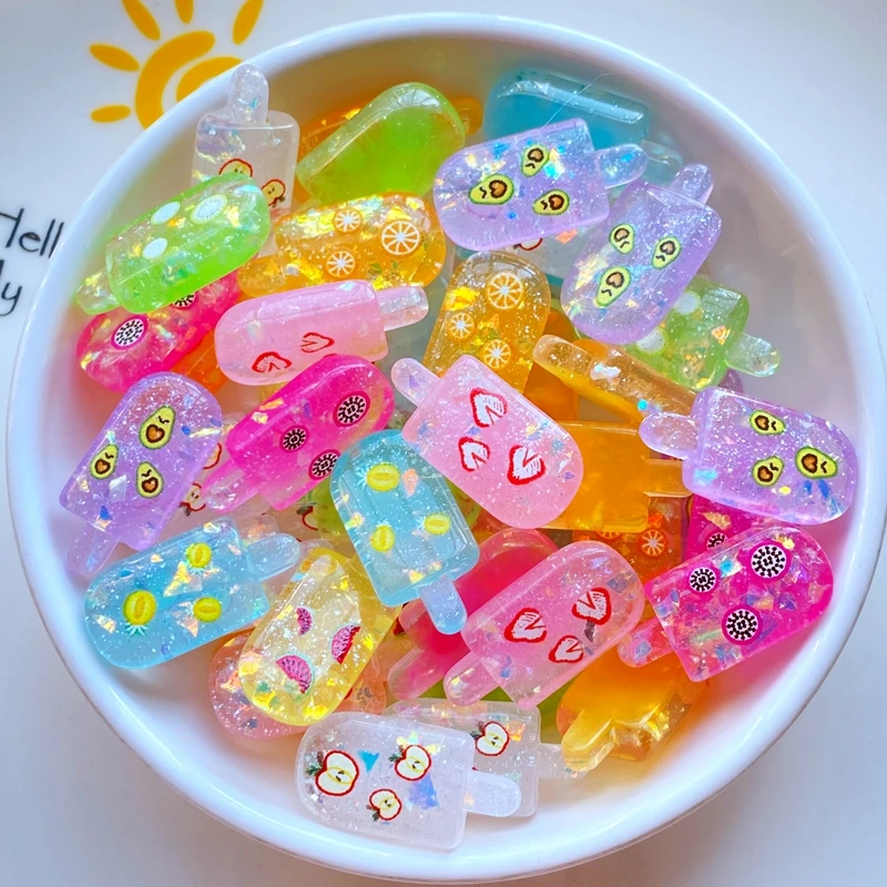 10Pcs New Kawaii Cute Mini Popsicle Flat Back Resin Cabochons Scrapbooking DIY Jewelry Craft Decoration Accessorie