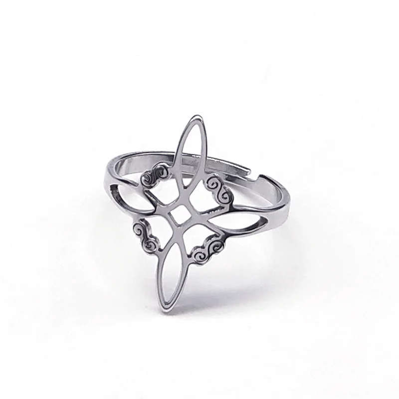 Witchcraft Stainless Steel Witch's Irish Knot Ring Men/Women Silver Color Ireland Adjustable Rings Witch Jewelry nudo de bruja