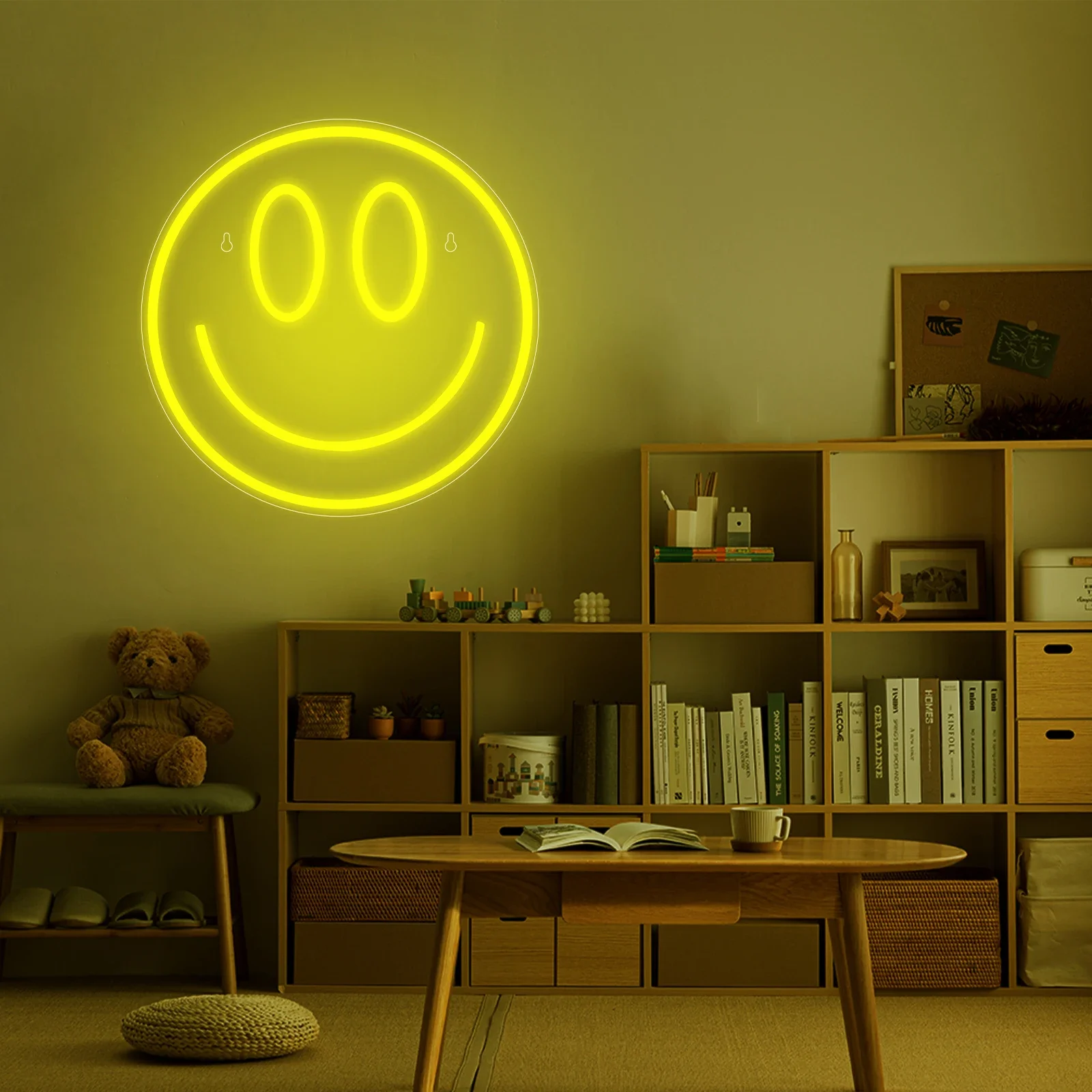 Smiling Face Neon LED Neon Wall Decoration Smiling Face Luminous Sign USB Powered Yellow Neon Sign Bedroom Wedding Decoration
