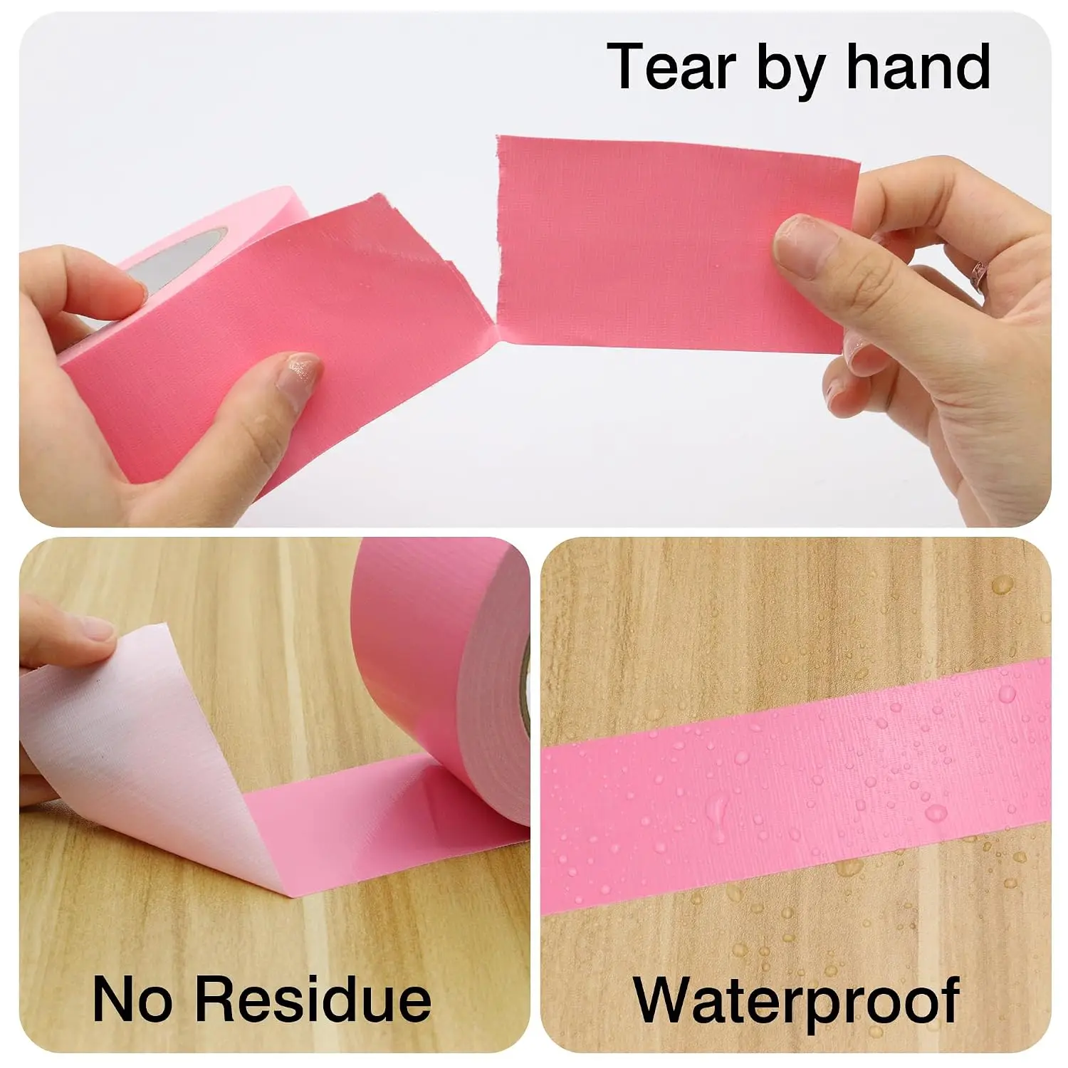 Heavy Duty Duct Tape 5cm x 20 meters Multi Purpose Pink Duct Tape, No Residue, Waterproof and Tear by Hand