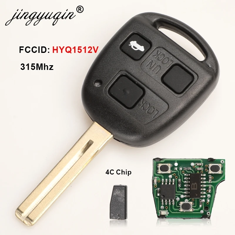 Jingyuqin 원격 키, 렉서스 IS300 GS300 GS430 1998-2005 미국 자동 키 FOB, 3 버튼, HYQ1512V, 315Mhz, 4C, 4D68 칩