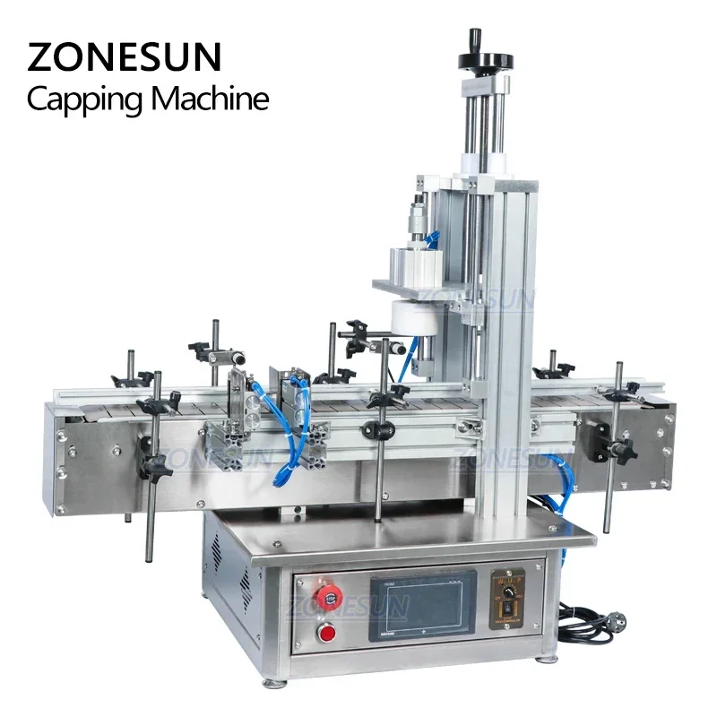 ZONESUN Pneumatic Tabletop Automatic Glass Bottle Cap Cork Press Machine Jar Whisky Plastic Bottle Capping Machine