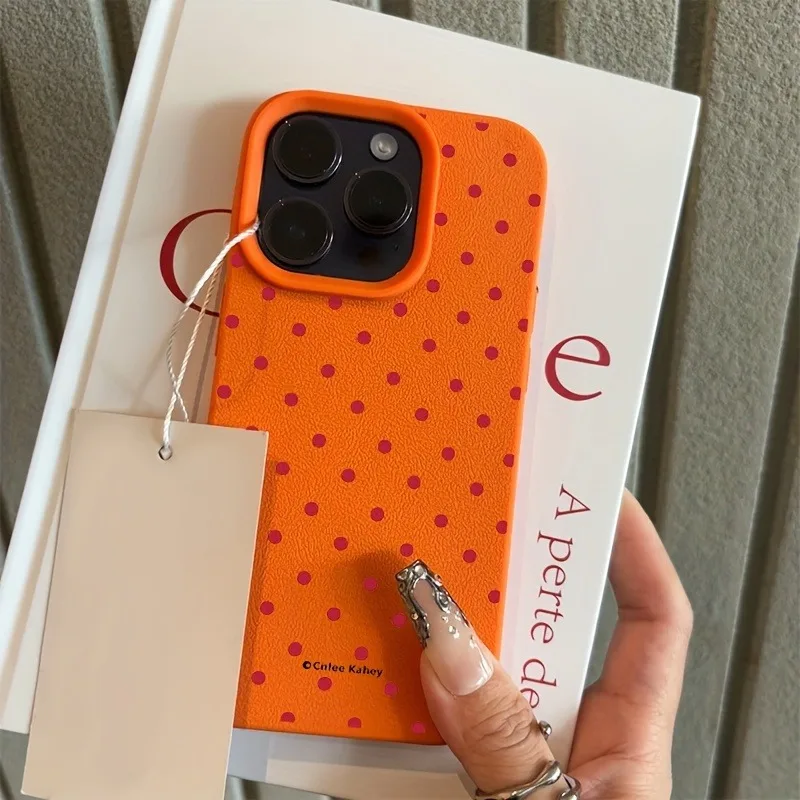 Chic Rose Red Polka Dot Design Lichee Pattern Phone Case For iPhone 17 16 15 14 13 12 11 Pro Max XS X XR 16E 16 Plus 17Air Cover