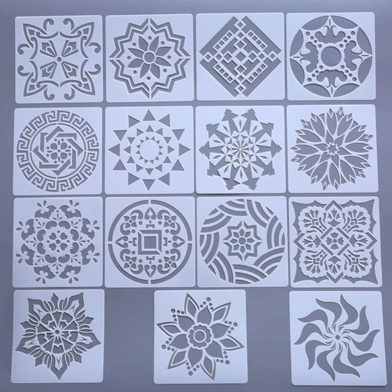  Reusable Mandalas Stencil Durability PET Drawing Template For Artistic Drawing Decoration Crafting Easy To Clean