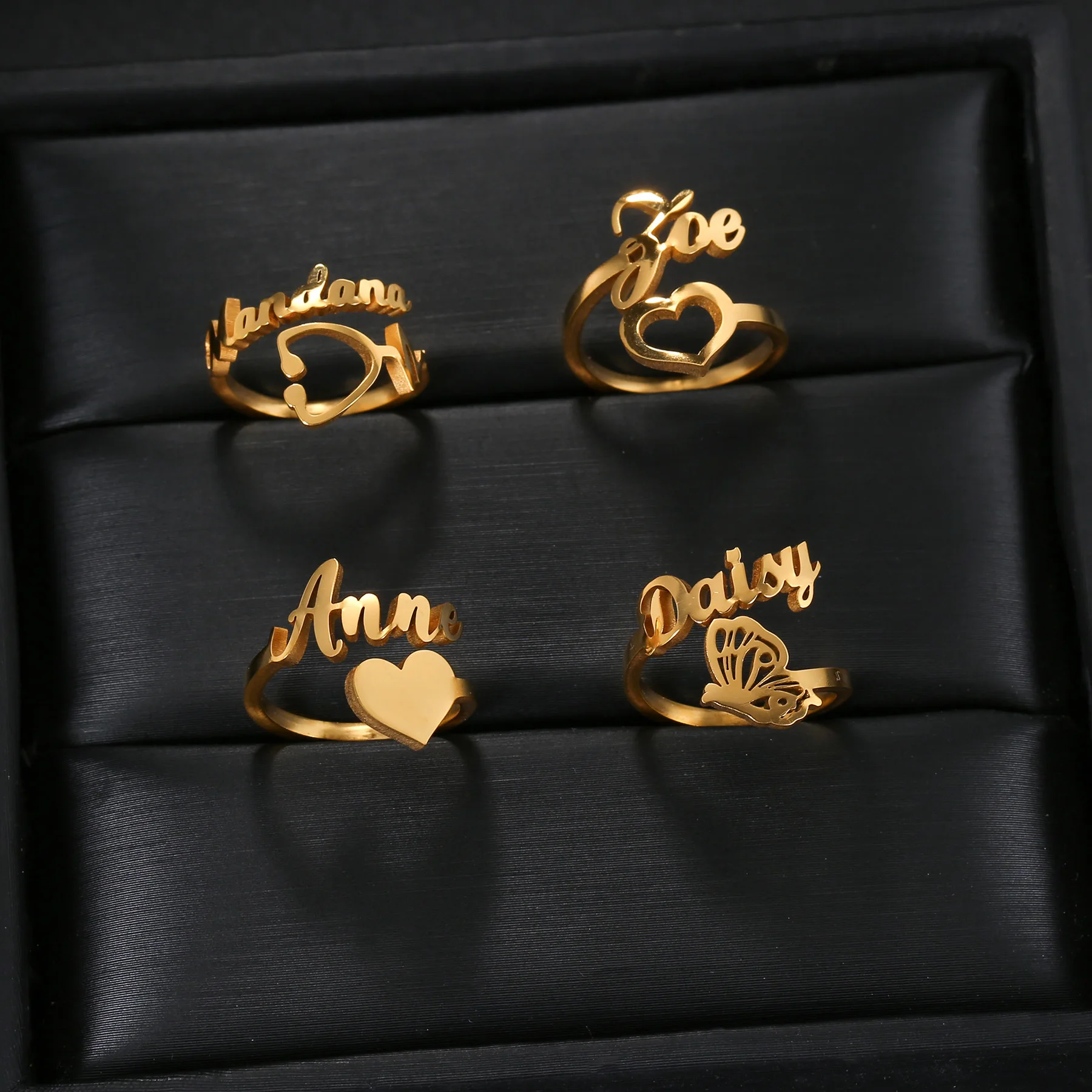 

Acheerup Personalized Name Open Rings for Women Men Stainless Steel Custom Letters Heart Stethoscope Ring Jewelry Doctor Gifts