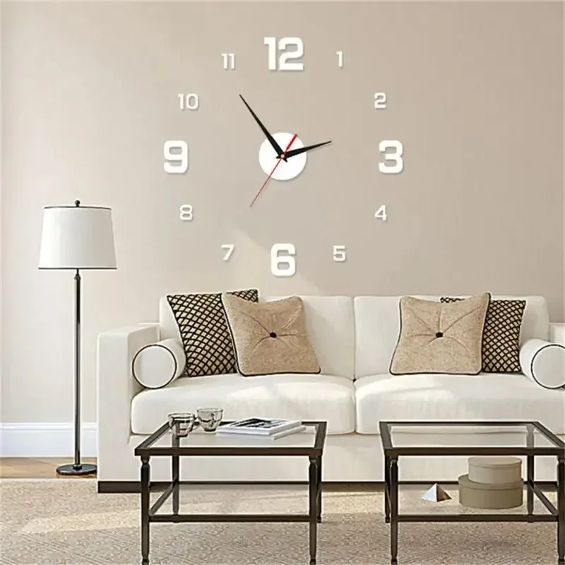 2024 Wall Clock Modern Design Large 3D DIY Quartz Fashion Watch Acrylic Mirror Sticker Living Room Home Decorations Decor Clocks