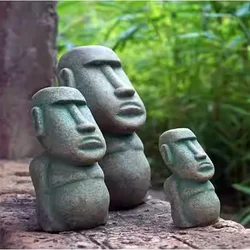 Moai Stone Statue Mold Interesting Decoration Cute Landscape Aquarium Fish Tank Home Decoration Silicone Mold
