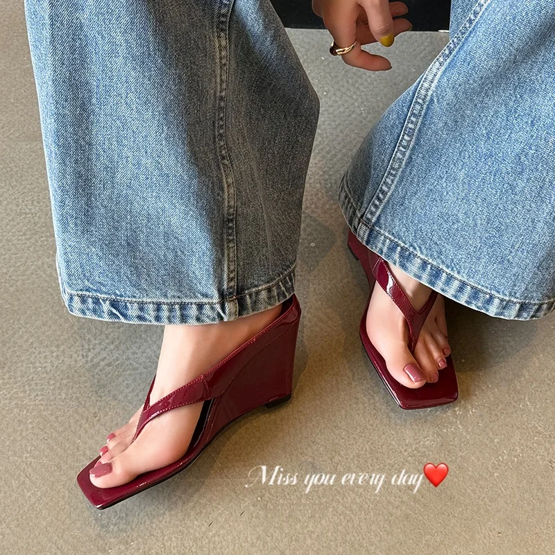 2026 new spring summer women sandals natural leather 22-25cm cowhide+sheepskin+pigskin split toe high heel mules women slippers