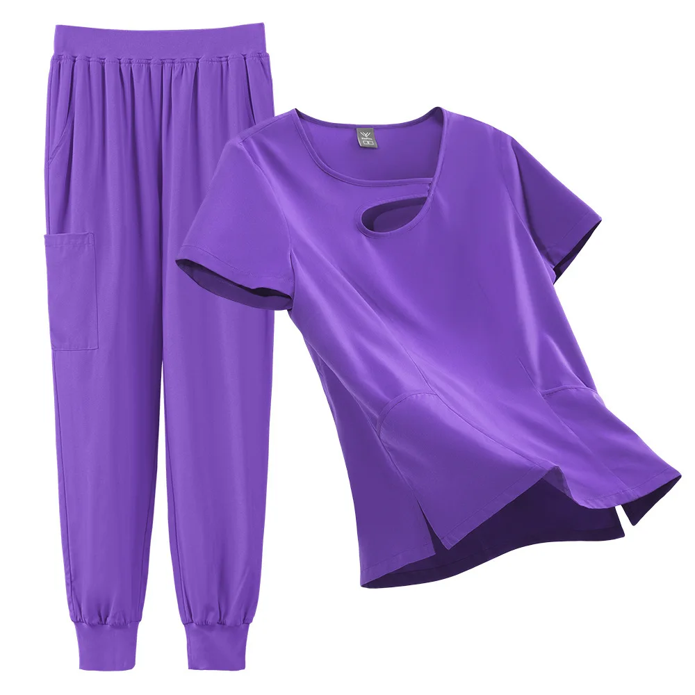 Waschen von Kleidung, Doctor SPA, Haustier, Krankenhaus, einfarbig, bequem, atmungsaktiv, Krankenschwesteruniform, bestickt, zweiteiliges Set