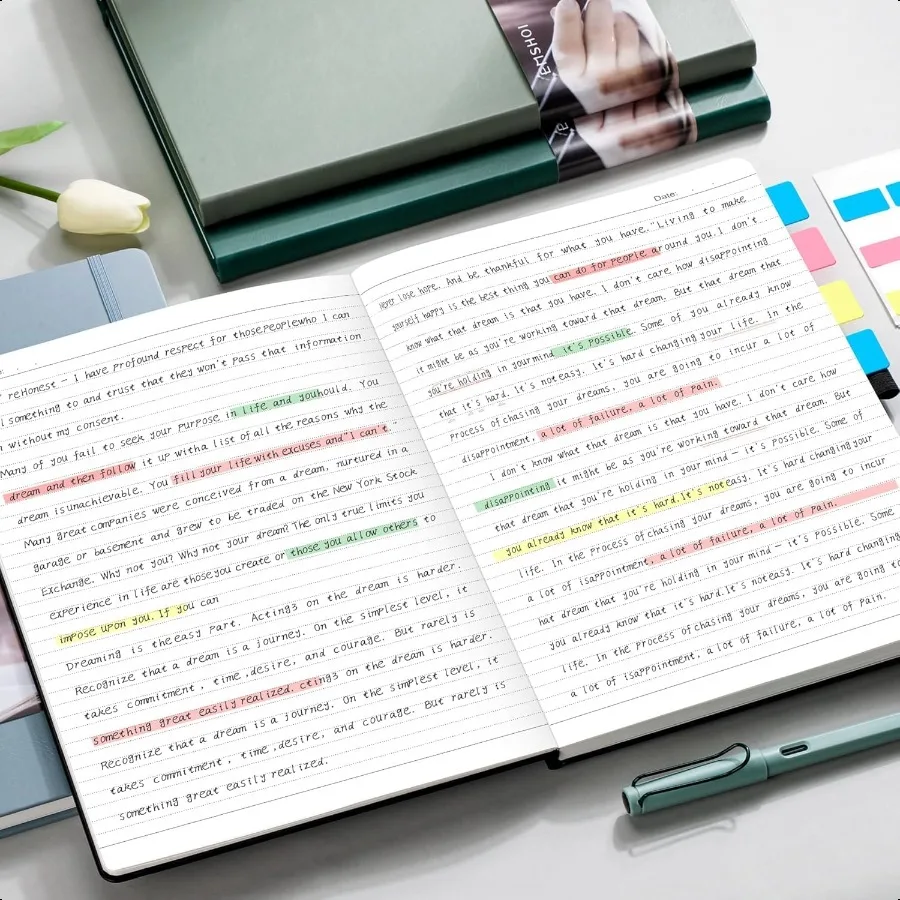 ノートブック カレッジ罫線 A4 ハードカバー レザー裏地付きジャーナル 192ページ 100GSM 厚紙 大型ダイアリー 女性 男性 仕事 学校用