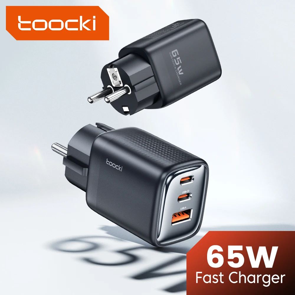 Toocki 65W GaN USB C Charger PD QC Fast Charging USB C Phone Charger KR Ground Plug for iPhone 17 16 15 Pro Samsung S23 Xiaomi