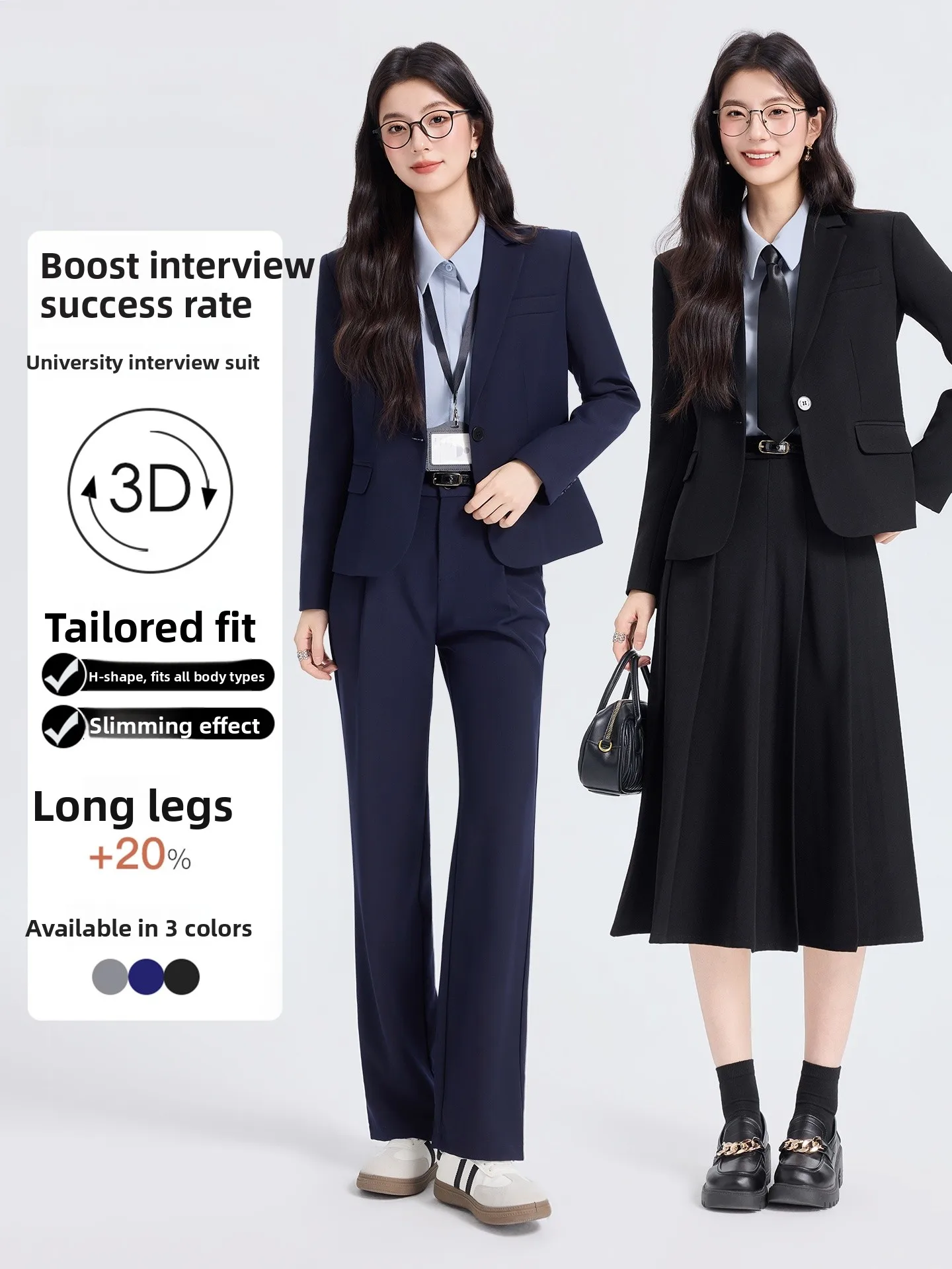

Professional Women's Suit Set Interview Outfit Commute Fashion Small Size Ladies Workwear Polyester Fiber Anti-Wrinkle