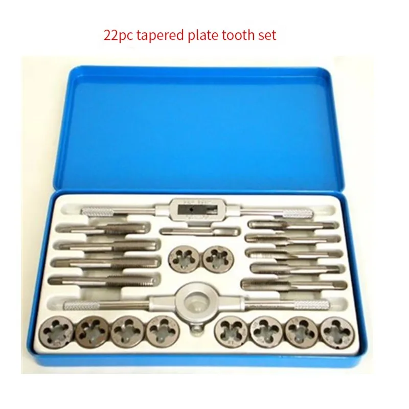 For 22Pcs Whitworth Tap and Die Set for Cars and Motorcycles Thread Tapping and Cutting in Metal Box