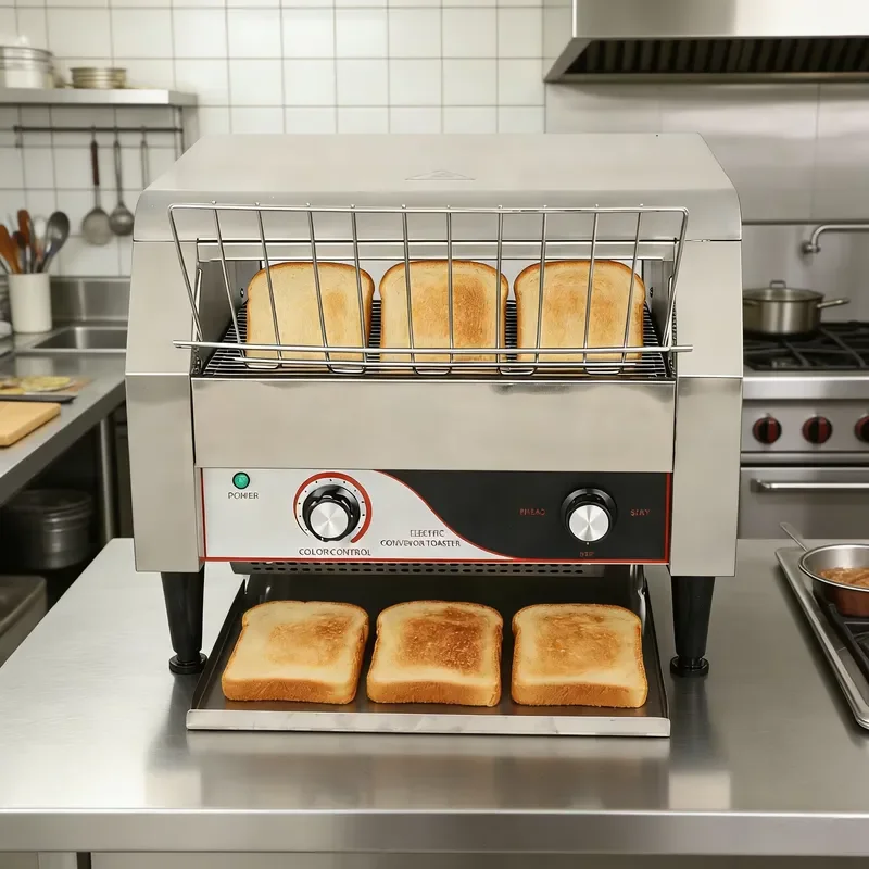 2026 Stainless Steel Electric Commercial Conveyor Toaster 450 Slices/Hour 2600W Multi-Voltage Restaurant Bakery Kitchen