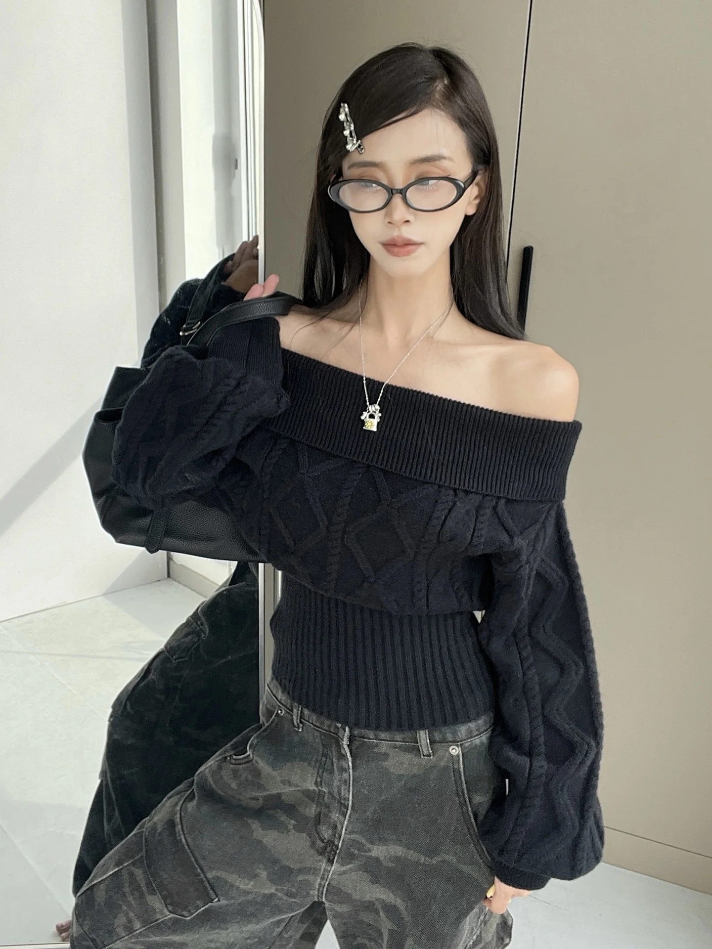 

Вязаный свитер Bla-oulder для женщин: свободный крой, стройнящий эффект, зимний, с длинным рукавом, круглый вырез, модный пуловер MianCun