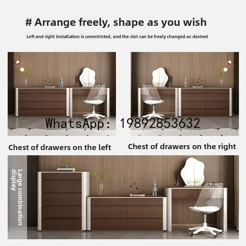 

O8- Italian Style Makeup Table Bedroom Modern Chest of Drawers Integrated Dressing Table Small Desk Storage Bedside Cabinet