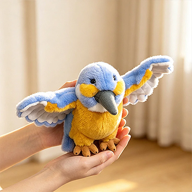 Realistic Kingfisher Plush Toy Cute Blue Yellow Bird Stuffed Doll With Spreadable Wings Home Desktop Decor Simulation Kid Gift
