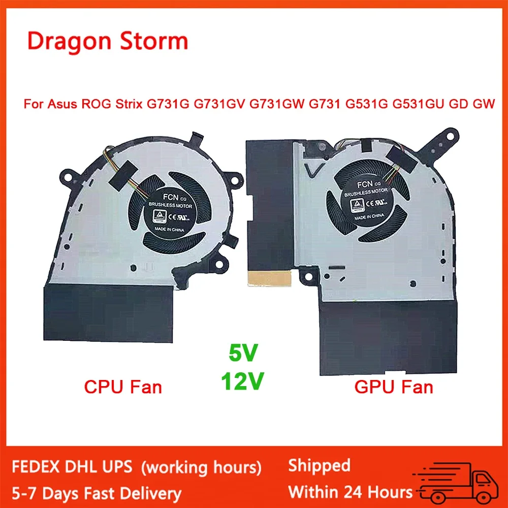 Kipas pendingin GPU CPU Laptop baru UNTUK Asus ROG Strix G731G Fan G731GW G731 G531 G531G g531gw GD 4Pin 5V 12V 13NR01Q0P04011