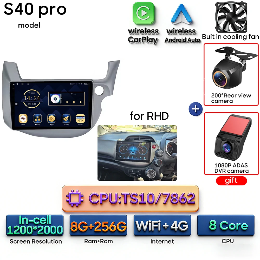 Android 16 For Honda Jazz 2 GG 2008 - 2014 Fit 2 GE GP GE 2007 - 2014 Car Radio Multimedia Video Player GPS Navigation CarPlay image 3