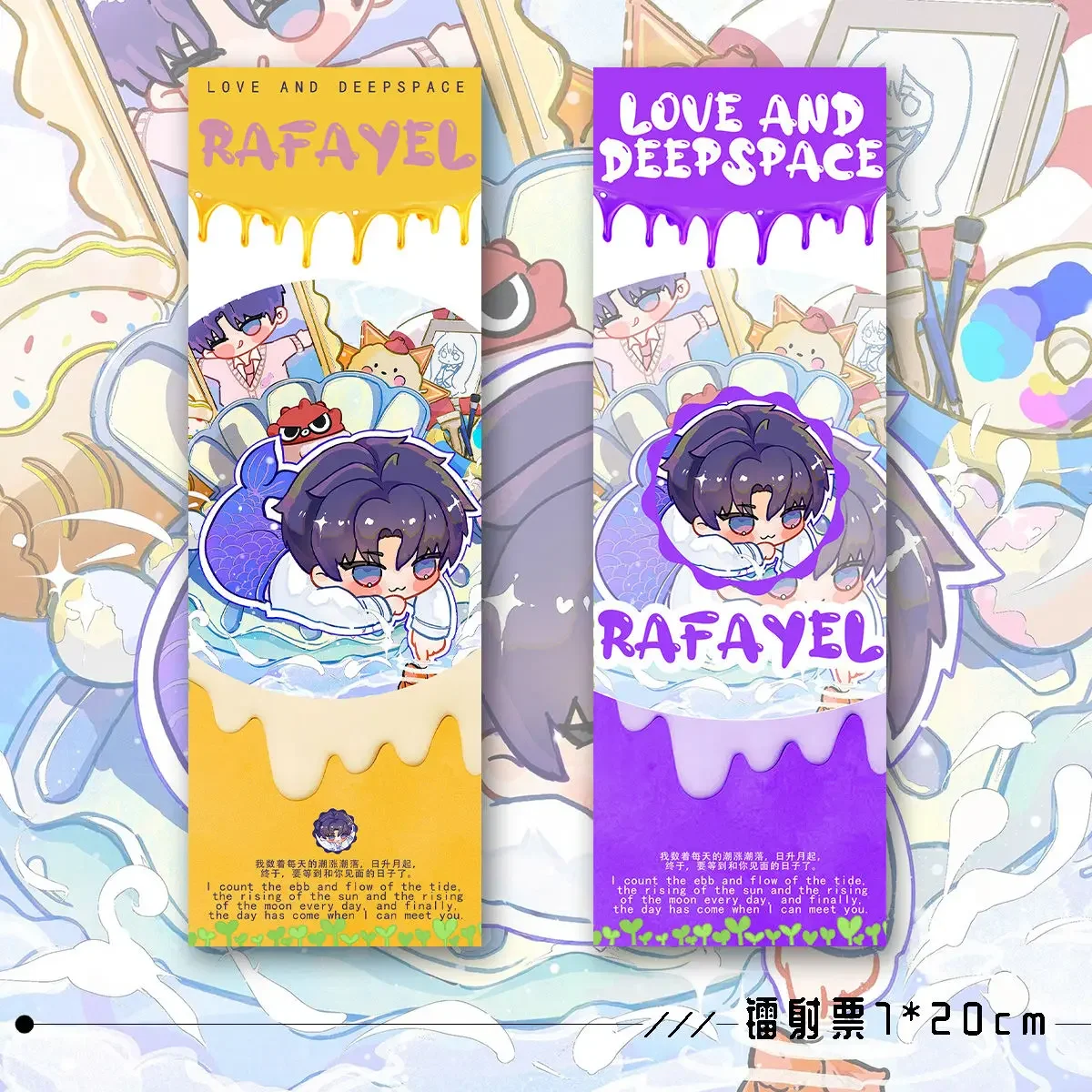 Anime Love and Deepspace Rafayel Cosplay Brooch Laser Ticket Postcard Badge Cute Keychain Birthday Xmas Gift Cartoon Small Card