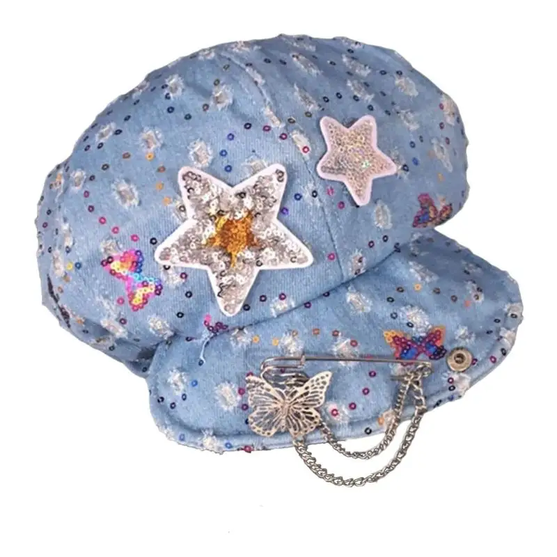 652f-2000s-hat-sparkling-star-butterfly-decors-painters-hat-for-women-street-wear
