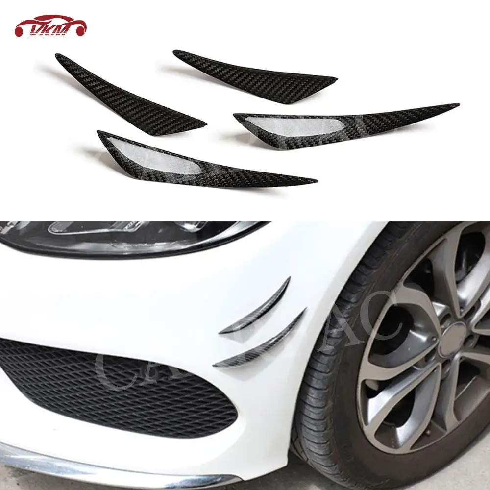 

4 PCS/Set Carbon Fiber Side Shark Fins Canards For Mercedes-Benz For BMW For Audi Front Bumper Lip Diffuser Splitters