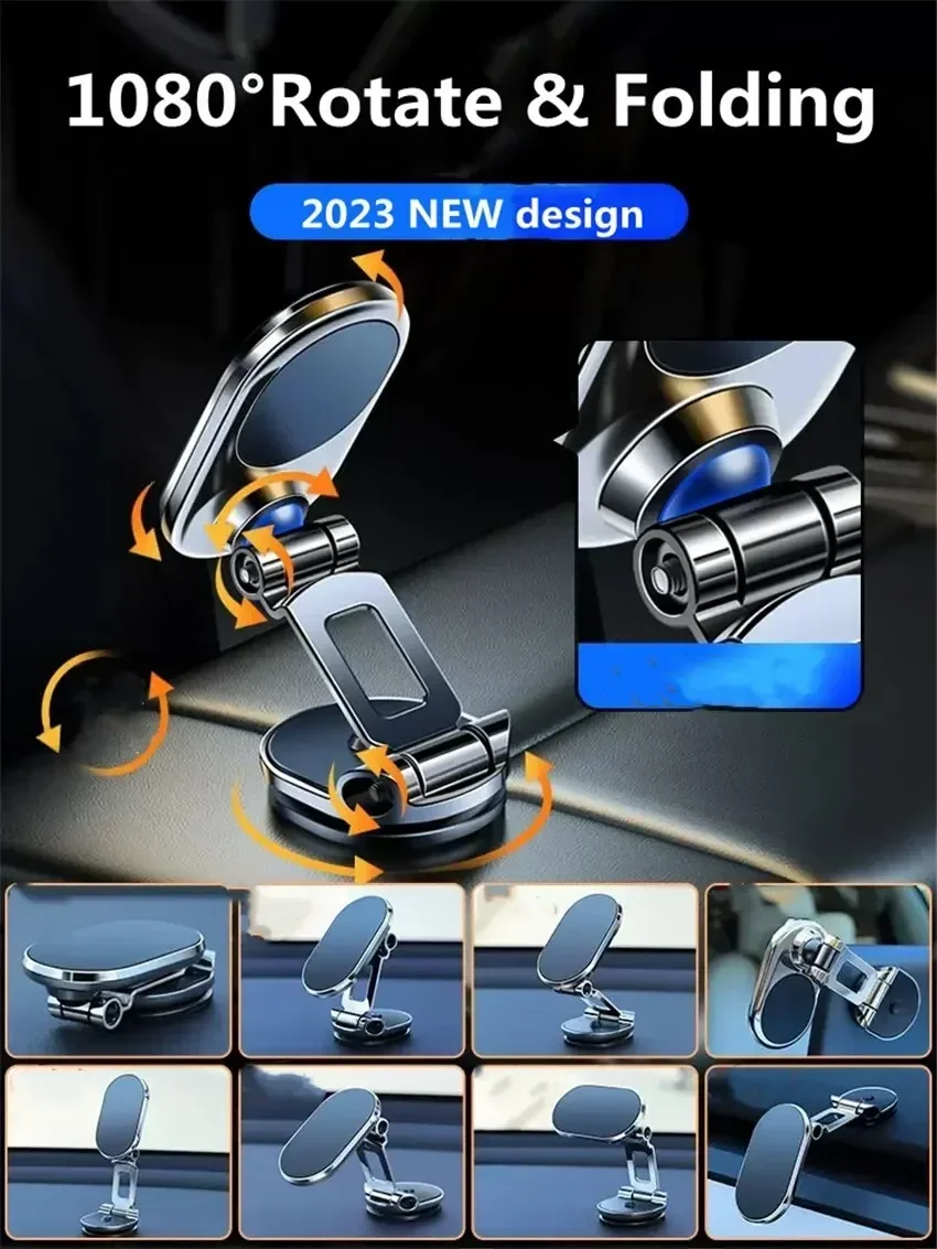 1080 Magnetic Car Phone Holder Magnet Smartphone Support GPS Foldable Phone Bracket in Car For iPhone 14 13 12 11 Samsung Xiaomi image 4