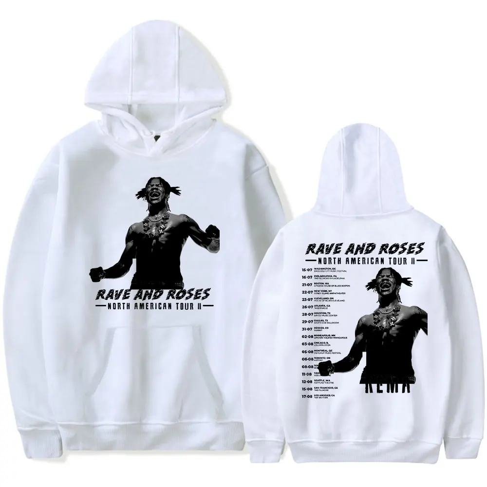 Rema-Sudadera con capucha para hombre y mujer, suéter Unisex con estampado de Rave And Roses, Tour de América del Norte, estilo hip hop, informal, a la moda, 2023