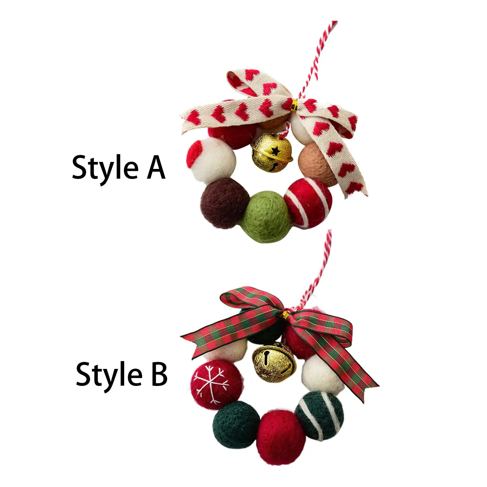 Christmas Tree Wreath Pendant Xmas Tree Decoration Craft Cute Felt Ball Wreath