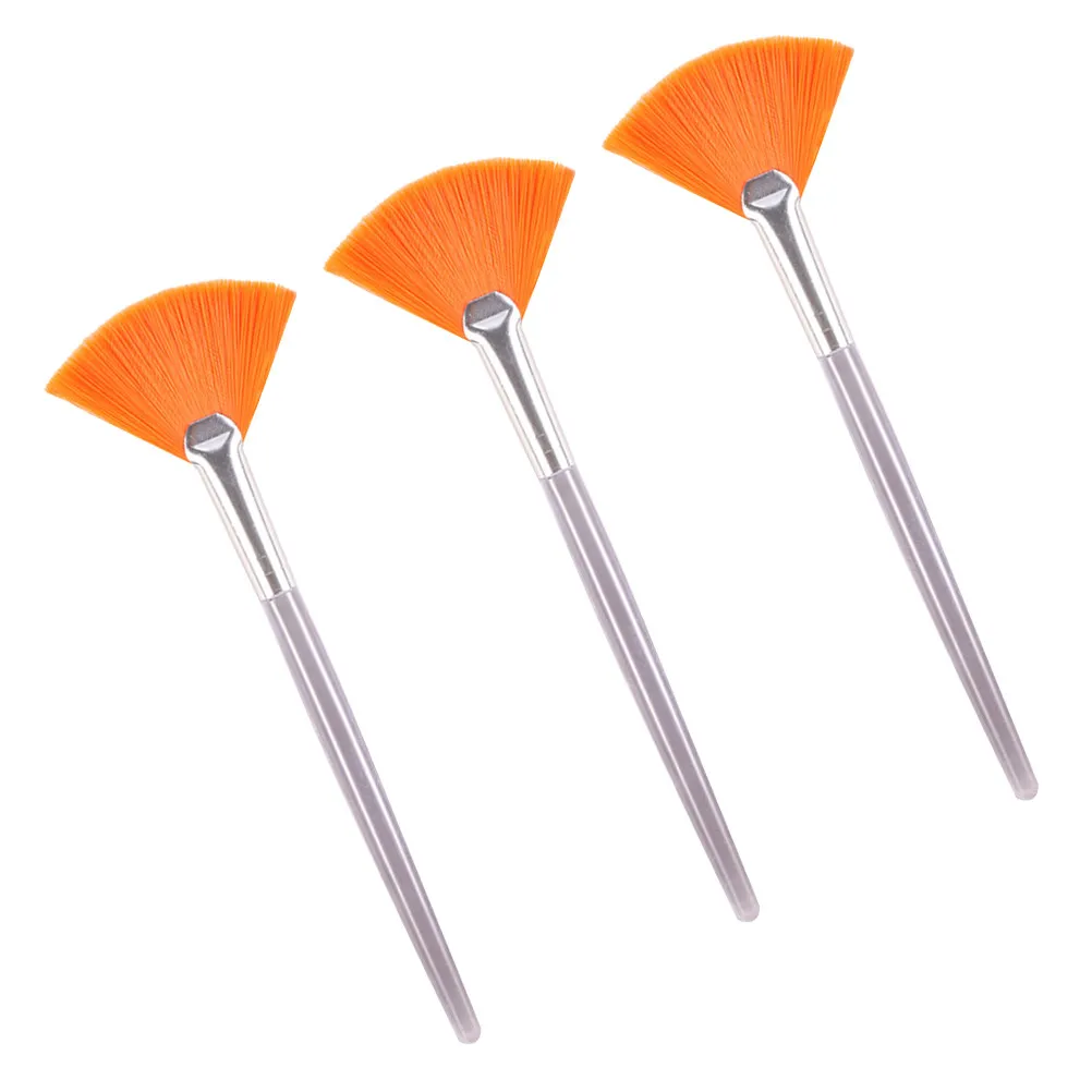 3Pcs Fan Makeup Brushes Facial Mask Brush Set Synthetic Hair Skin Care Tools Portable Brushes for Women Girls