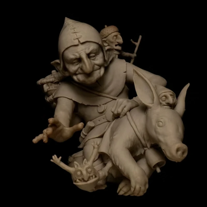 Image of Maßstab 1:12, Büste aus Druckgussharz, zusammengebautes Modellbausatz, Goblin Hunter Fantasy-Miniatur, GK-Skulptur, unmontiert und unbemalt