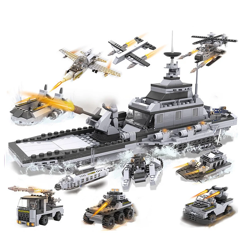 

Military Warships Building Blocks Set Battleship Navy Weapons Army Ship Plane Soldier Figures Model Boys Toys Children Gifts