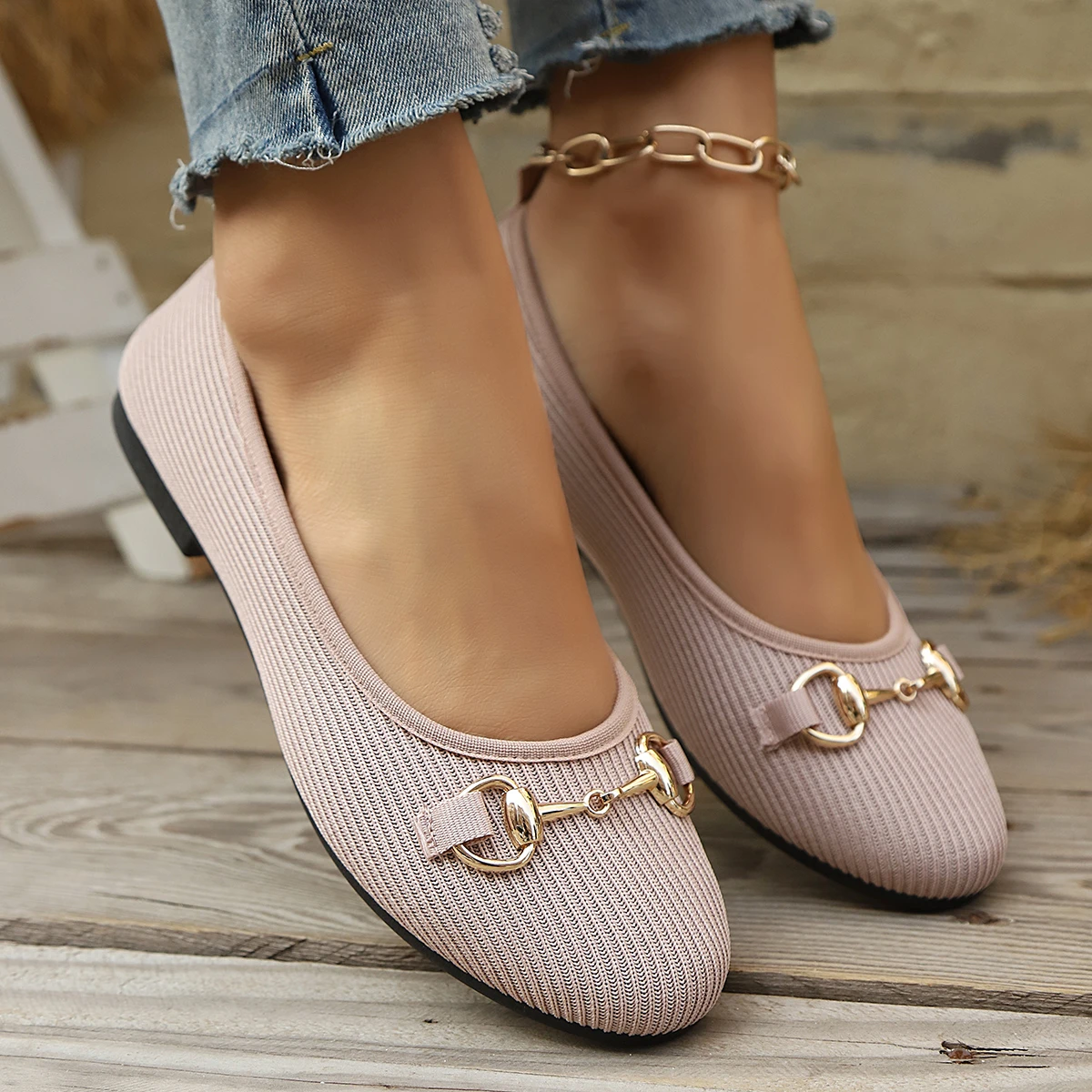 Spring Women Flats Shoes Knitting Sock Sneakers Breathable Slip on Shoes Female Round Toe Loafers Plus Size Lightweight Shoes