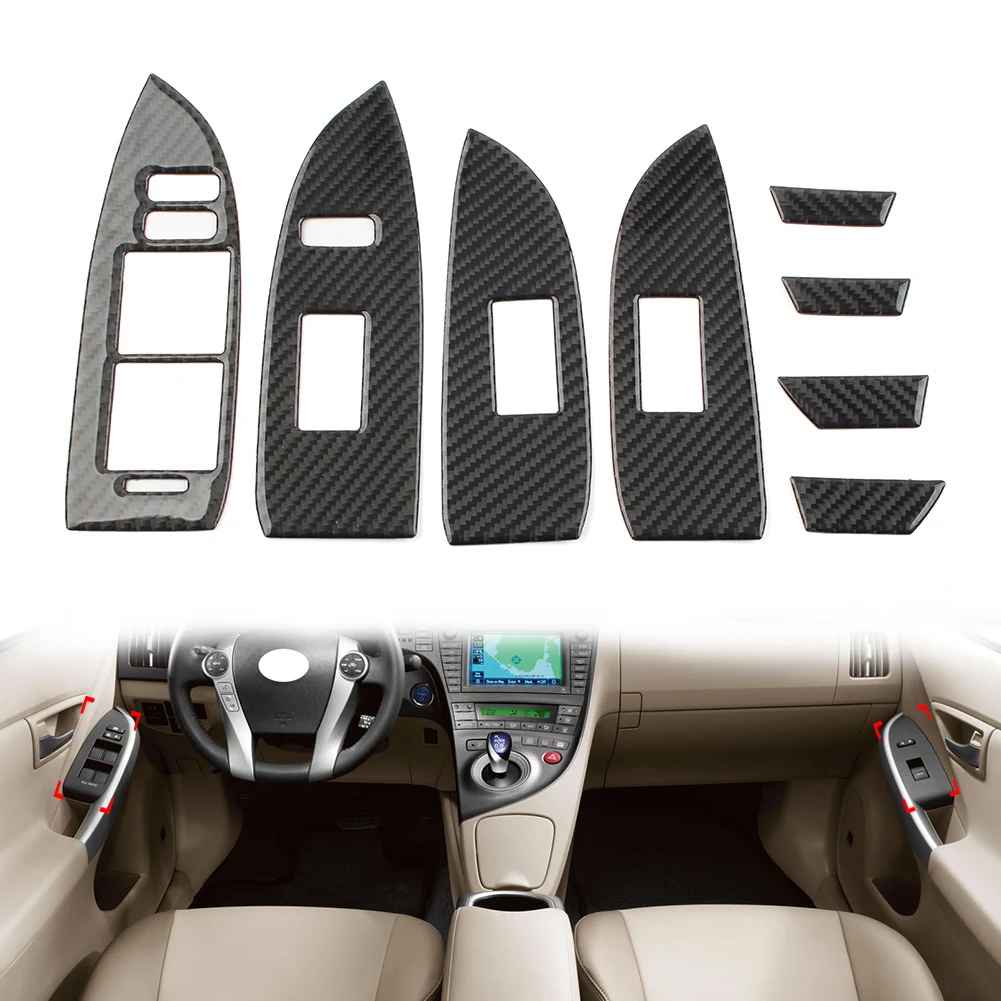 8 Pcs LHD Car Door Window Lift Switch Panel Cover Trim For Toyota Prius 2012 2013 2014 2015