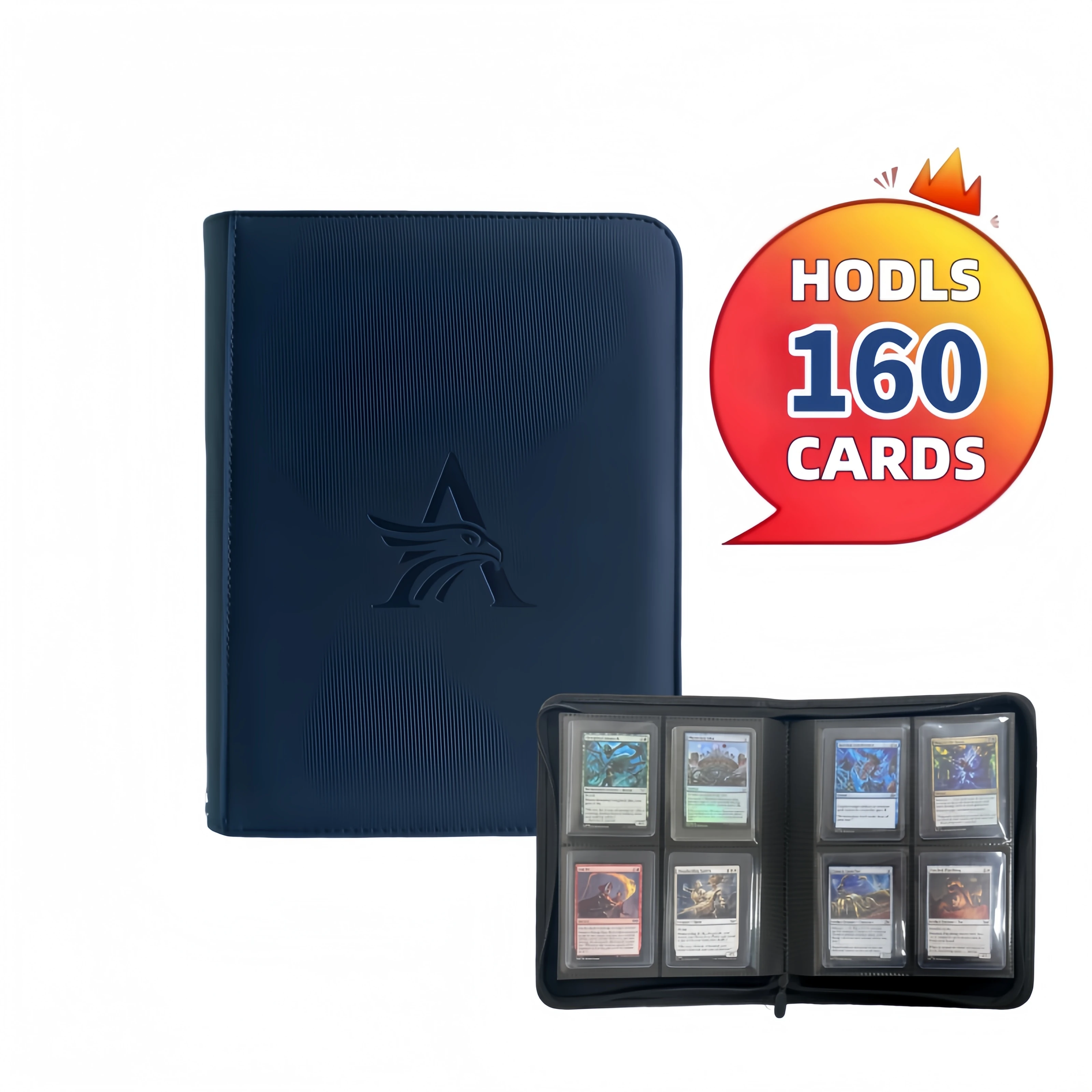 Toploader-binder met 4 zakken, bovenladerbinder voor kaarten, geschikt voor 160, kaartmappen voor ruilkaarten of sportkaarten in 3 x 4''