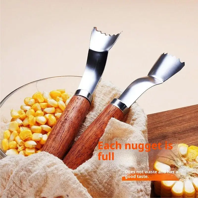 

Stainless Steel Corn Peeler Kitchen Manual Corn Cob Stripper Household Corn Peeler Tool With Wood Handle Reusable For Cooking