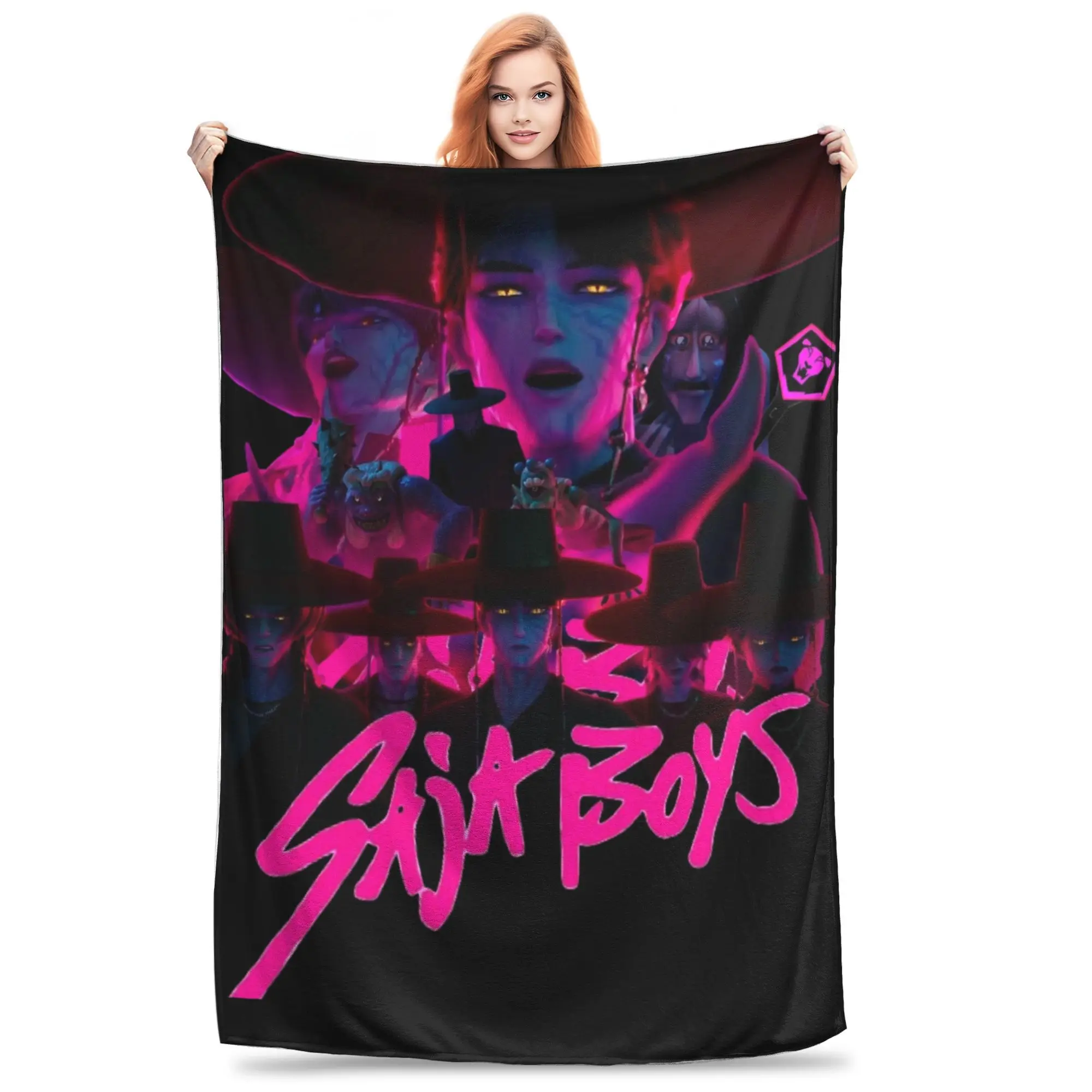 

saja boys demon kpop demon hunters Blanket Quality Soft Warm Throw Blanket Winter Girls Boys Couch Chair Fluffy Bedspread