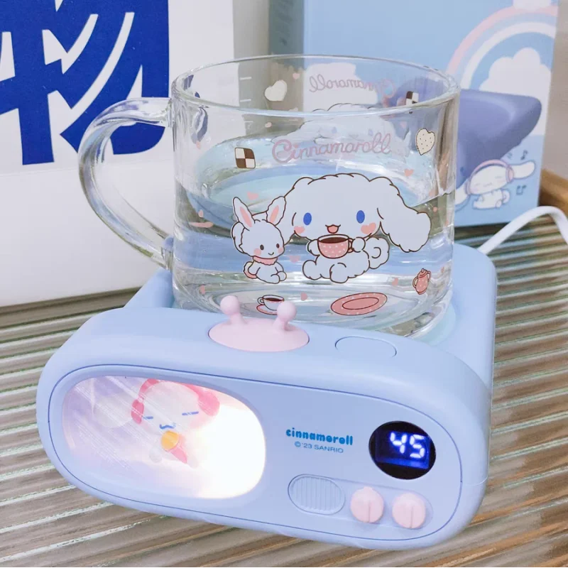 Sanrios Cartoon Cinnamoroll Kuromi Model Doll Thermostatic Coaster Cute Heating Base Coaster Cup Mat Heated Milk Cups Gift