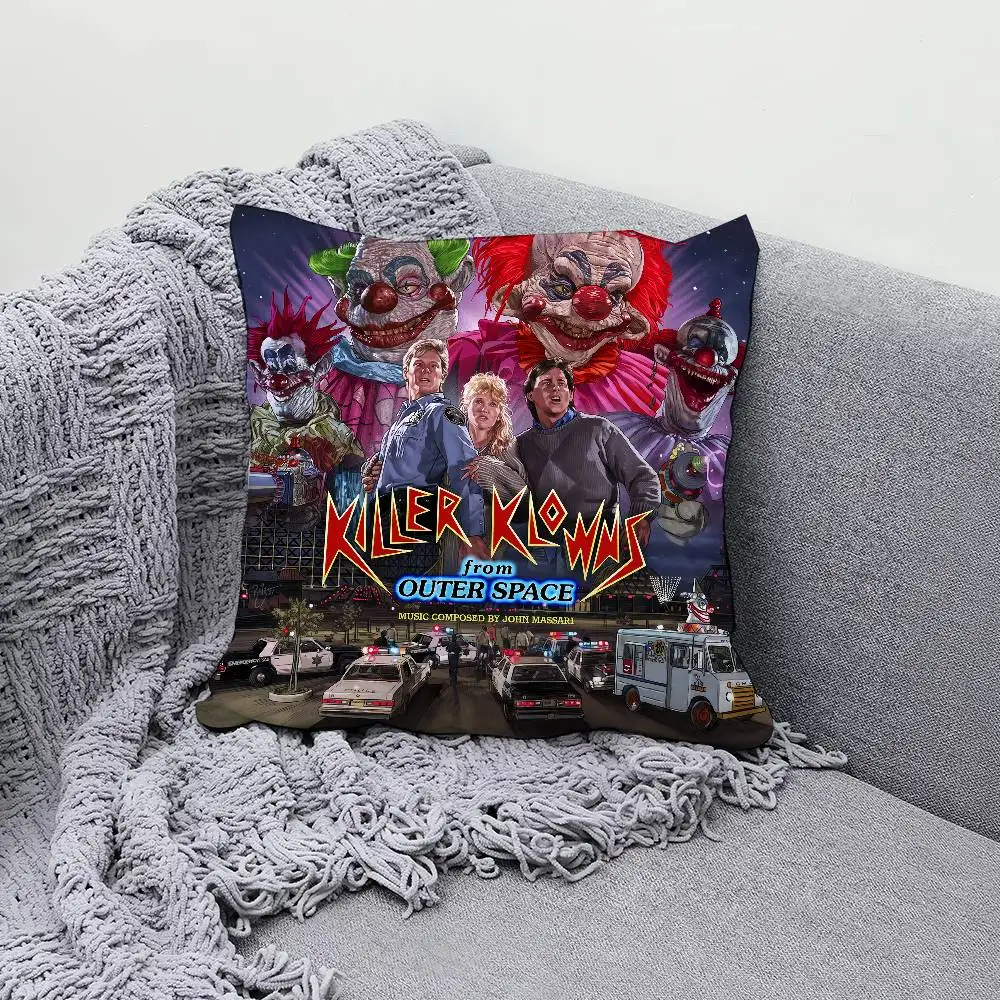 

K-Killer Klowns From Outer Space Movie 30x30cm 45x45cm Pillow Case Decor Protective Covers Comfortable soft for Sofa Living Room
