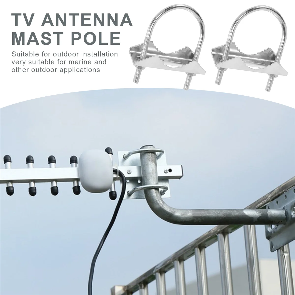 Pince de montage d'antenne, 2,2 en U, matériel de montage, mât d'antenne, mâchoire en V, support rapide, accessoires pour antenne extérieure, maison, 2 pièces