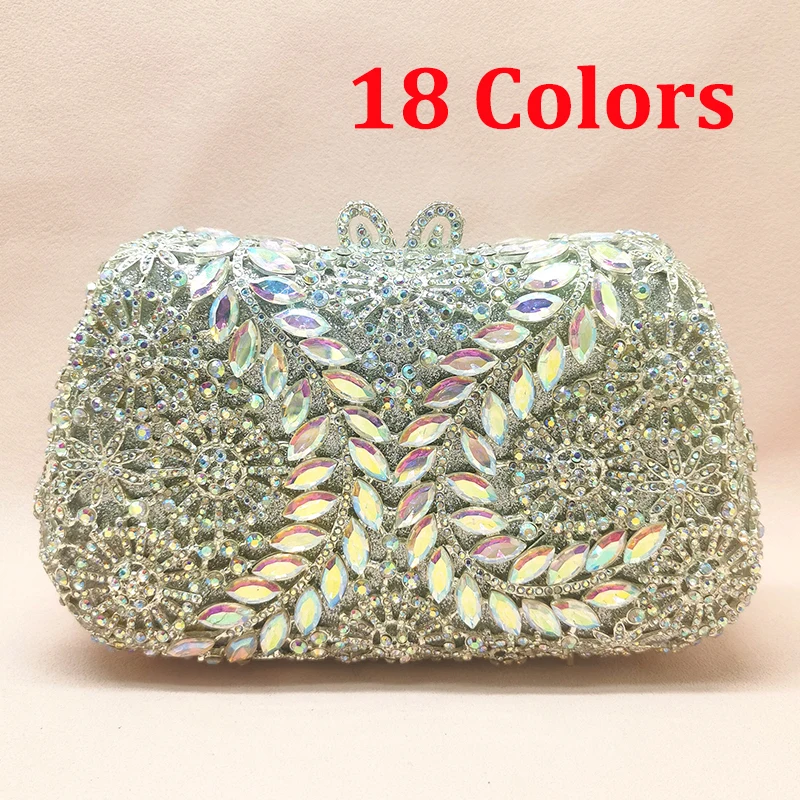 WHTUOHENG-Women's Diamond Evening Clutch, Crystal Handbags, Pink, Gold, Green, 4 Colors Wheat Pattern, Female Clutches, Purses
