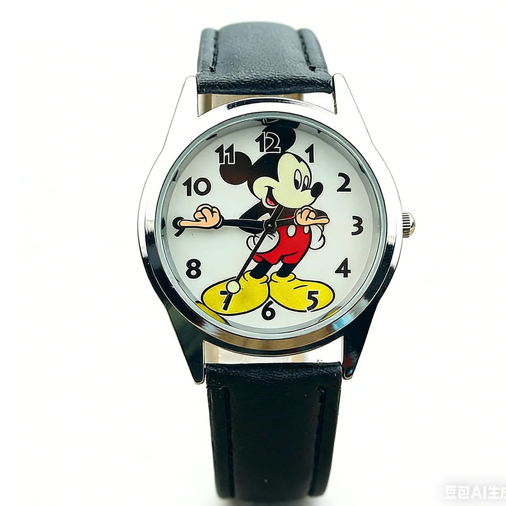 Disney Cartoon Children's Watch Fashion Student Boys and Girls Learning Watch Quartz Watch PU Leather Strap Holiday Gift