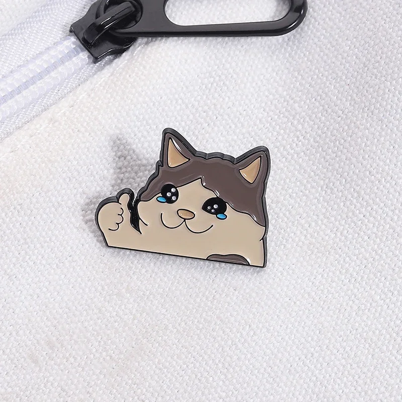 

Cartoon Sad Cry Cat Thumb Up Enamel Pins Custom You Are The Best Brooch Backpack Lapel Badge Jewelry Gifts for Kids Friends