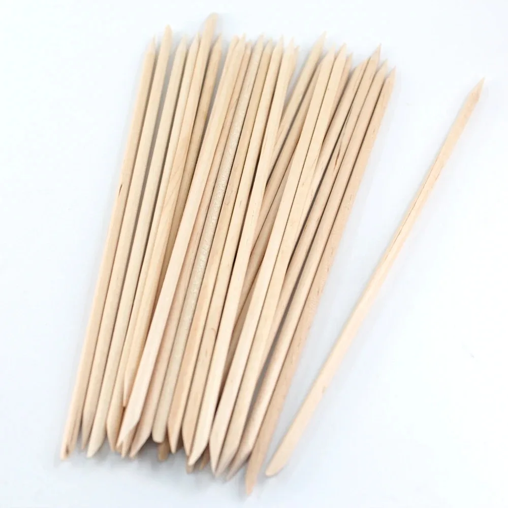 4 Different Sizes Orange Wood Sticks for Cuticle Pusher Cuticle Remove Tool Forks for Nails Manicures Tools 100Pcs/Set