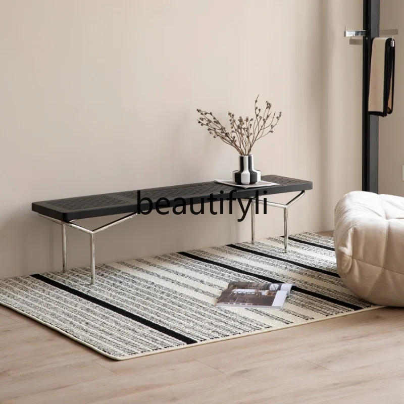 

Nordic asymmetrical household dining table stool solid wood stool surface home shoe change stool bedroom cloakroom bench