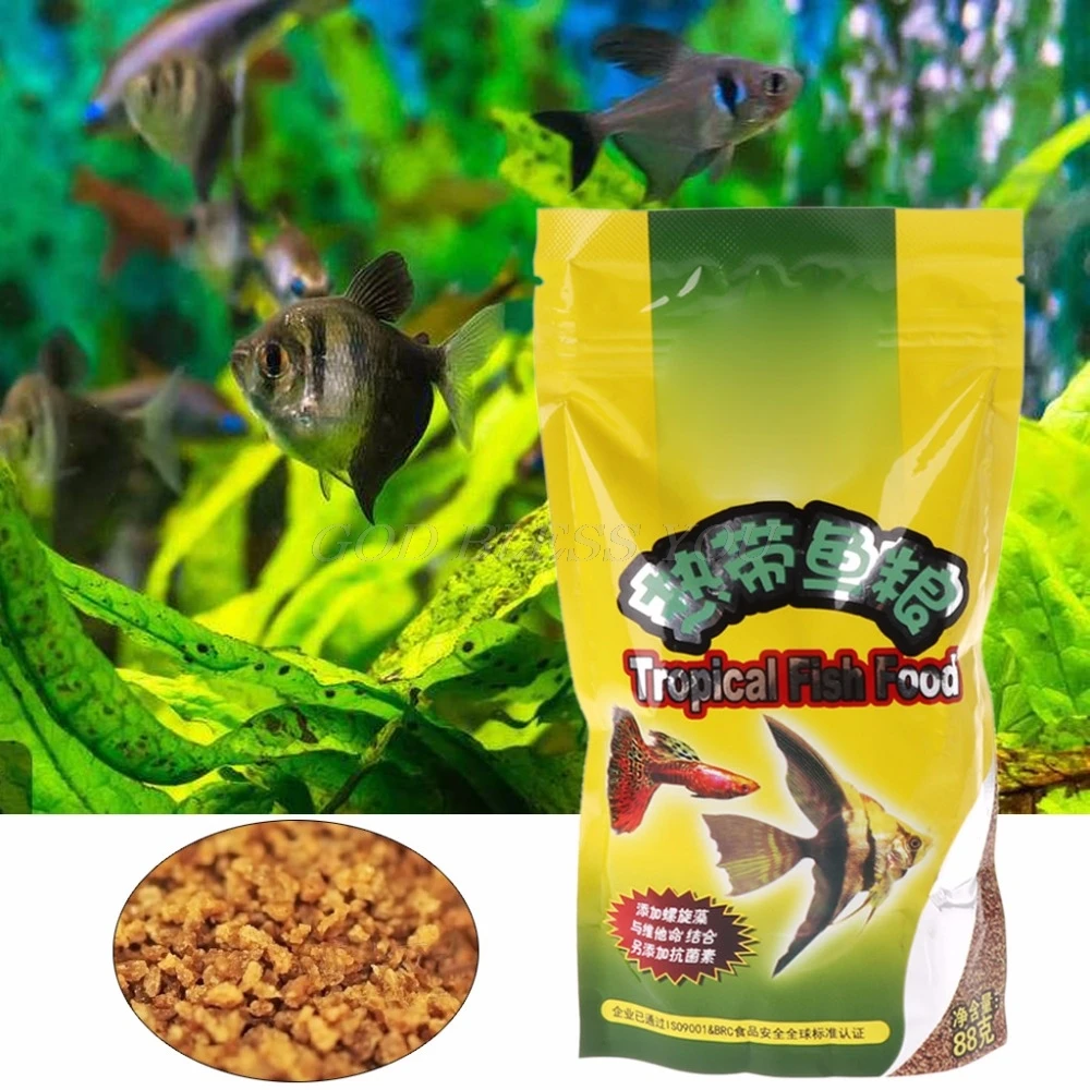 Aquarium Tank Tropical Fish Food Small Fish Feed Grain 88g Delicious Fish Food Especially for Guppy Lantern Fish 1 Bag