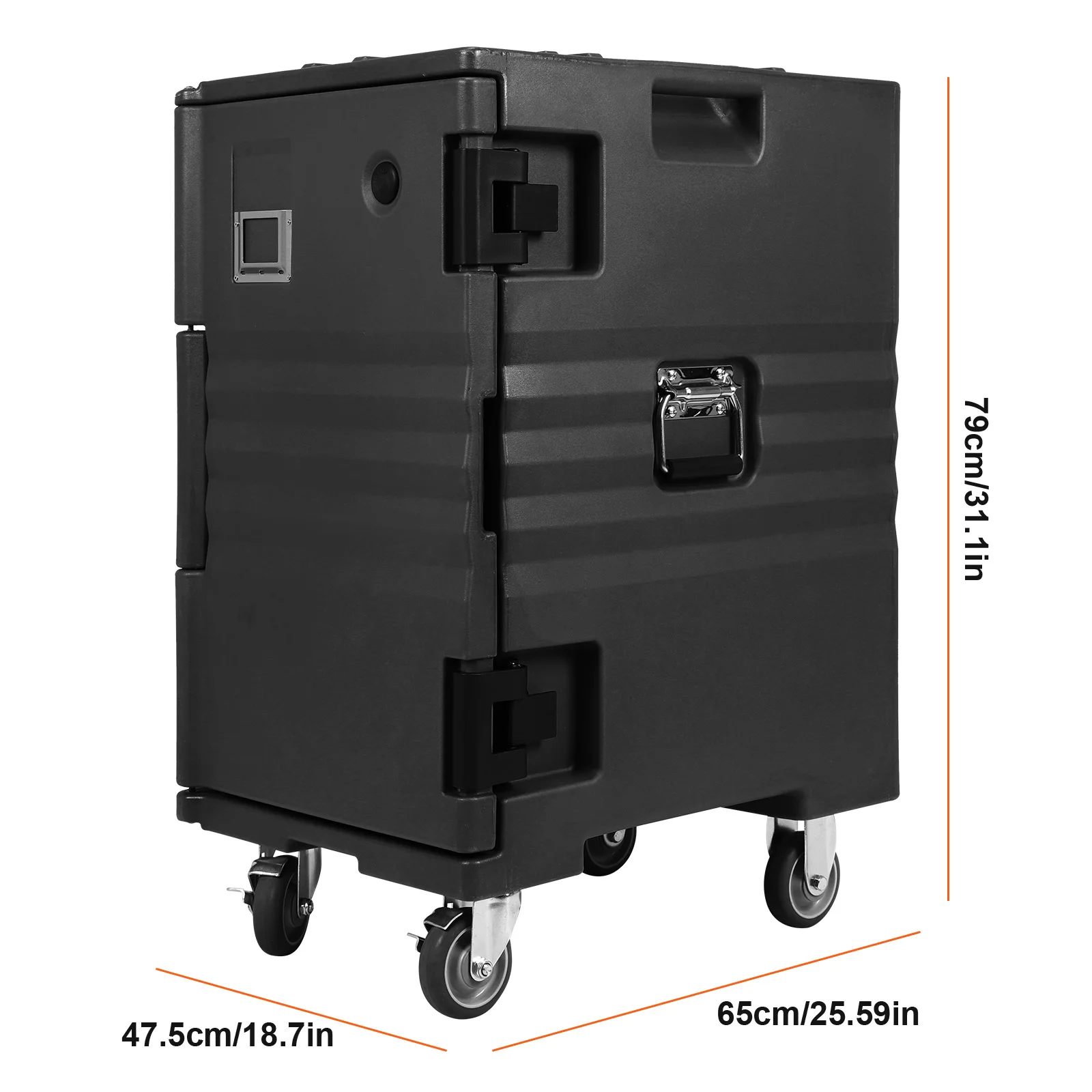 118QT Front Loading Insulated Food Pan Carrier Non-Electrical Catering Food Warmers with Wheels W/Handles for Restaurant Canteen view 3